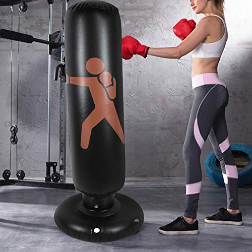 Saco de Boxeo Inflable para niños / Adultos, Saco de Boxeo de Torre de Golpe Pesado de Golpe Libre de Fitness, Saco de Arena de Vaso de Golpe Target Tower para niños / niñas, Altura de 63 Pulgadas