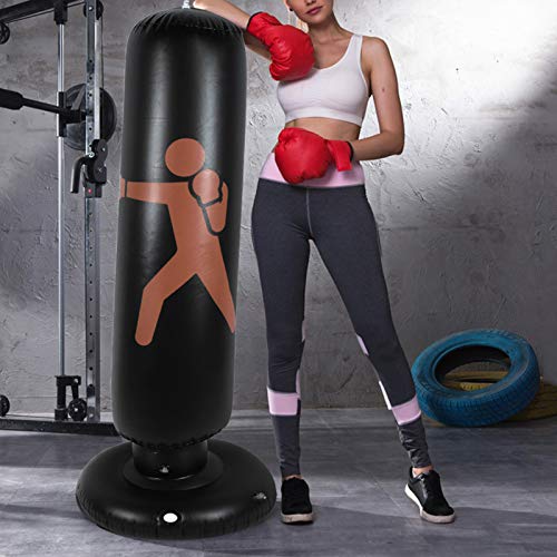 Saco de Boxeo Inflable para niños / Adultos, Saco de Boxeo de Torre de Golpe Pesado de Golpe Libre de Fitness, Saco de Arena de Vaso de Golpe Target Tower para niños / niñas, Altura de 63 Pulgadas