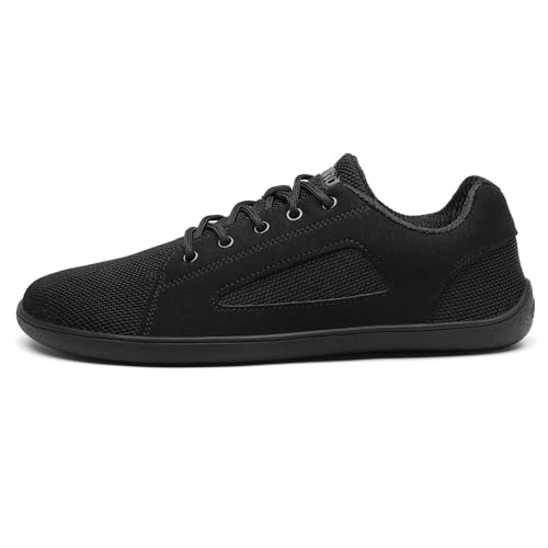 SAGUARO Barefoot Zapatillas Luck Ⅰ- Barefoot Hombre Calzado de Trail Mujer Calzado Descalzo Flexibles Zapatillas Casual para Caminar Zapatillas para Andar con Wide Tox Box DuckStride Negro,GR.42