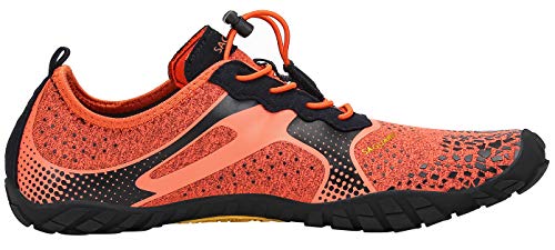 SAGUARO Hombre Mujer Barefoot Zapatillas de Trail Running Minimalistas Zapatillas de Deporte Fitness Gimnasio Caminar Zapatos Descalzos para Correr en Montaña Asfalto Escarpines de Agua, Naranja, 41
