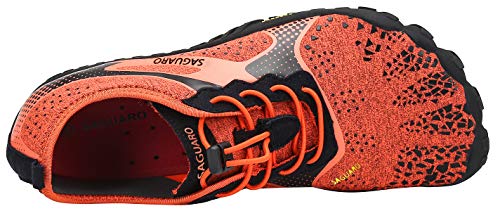 SAGUARO Hombre Mujer Barefoot Zapatillas de Trail Running Minimalistas Zapatillas de Deporte Fitness Gimnasio Caminar Zapatos Descalzos para Correr en Montaña Asfalto Escarpines de Agua, Naranja, 41