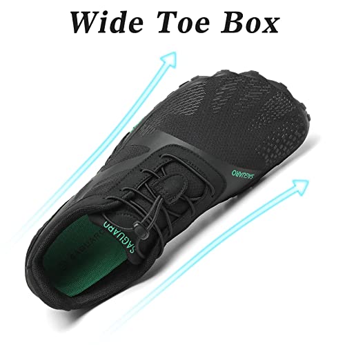 SAGUARO Hombre Mujer Barefoot Zapatillas de Trail Running Minimalistas Zapatos Descalzos de Deporte Fitness Gimnasio Caminar Correr en Montaña Asfalto Escarpines de Agua, Negro, 42 EU