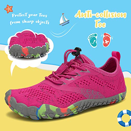 SAGUARO Zapatillas de Trail Niñas Calzado Descalzos Niños Zapatillas de Deporte Fitness Correr en Asfalto Transpirables Minimalistas Barefoot Zapatos Senderismo Antideslizantes Exterior Rosa 24 EU