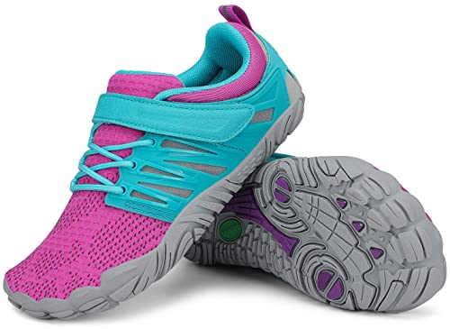 SAGUARO Zapatillas de Trail Running Niñas Escarpines Niños Calzado Descalzos para Fitness Zapatos de Playa Verano Minimalistas Zapatos de Deporte Rosa roja Gr.27