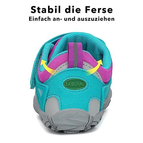 SAGUARO Zapatillas de Trail Running Niñas Escarpines Niños Calzado Descalzos para Fitness Zapatos de Playa Verano Minimalistas Zapatos de Deporte Rosa roja Gr.27