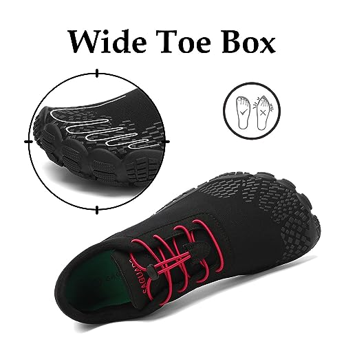 SAGUARO Zapatillas Minimalistas Barefoot Hombre Mujer - Zapatos de Trail Running para Deportes Acuaticos - Ligeras Antideslizante Respirable con Caja Tox Ancha y Suela Zero Drop, Negro, 44 EU