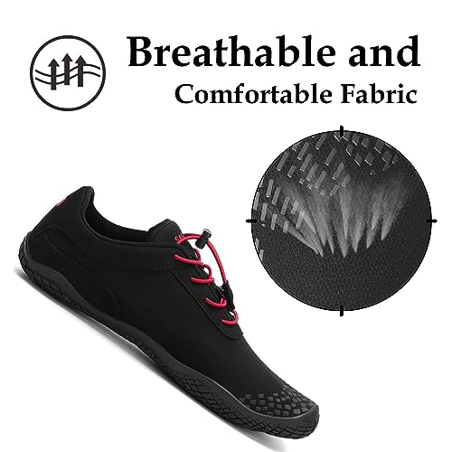 SAGUARO Zapatillas Minimalistas Barefoot Hombre Mujer - Zapatos de Trail Running para Deportes Acuaticos - Ligeras Antideslizante Respirable con Caja Tox Ancha y Suela Zero Drop, Negro, 44 EU