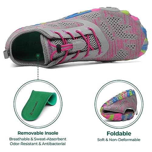 SAGUARO Zapatillas Minimalistas Hombre Calzado Barefoot Mujer Antideslizante Five Fingers Zapatillas Minimalistas Running Rosa Salmón 39 EU