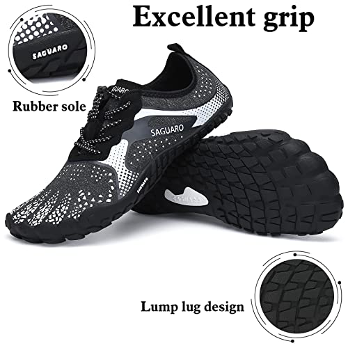 SAGUARO Zapatillas Minimalistas Hombre Zapatillas Barefoot Running Mujer Antideslizante Five Fingers Zapatillas Minimalistas Trail Negro Oscuro 43 EU