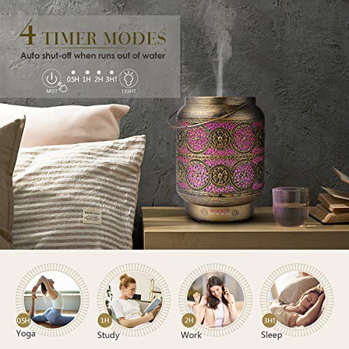SALKING 100ml Difusor Aceites Esenciales Ultrasónico, Humidificador de Aromaterapia con LED de 7 Colores y 4 Temporizadores, para el Hogar,Oficina,Yoga
