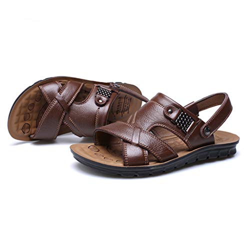 Sandalias de verano para hombre, sandalias de senderismo para hombre, 44, suela antideslizante, sandalias de senderismo, zapatos de trekking para hombre, de piel, sandalias ergonómicas, 43, marrón, 43