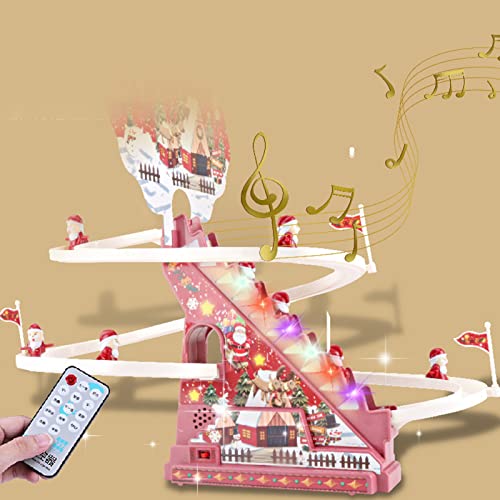 Santas Chasing - Juego de pistas de carreras eléctricas de juguete de escalera eléctrica para santas, diversión Santa Stair Climbing Toy para niños pequeños y sekemure