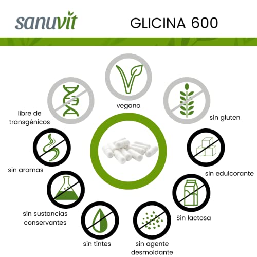 Sanuvit® - Glicina 600 mg | Alta biodisponibilidad y tolerancia | Vegano | 60 cápsulas