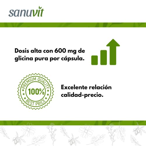Sanuvit® - Glicina 600 mg | Alta biodisponibilidad y tolerancia | Vegano | 60 cápsulas