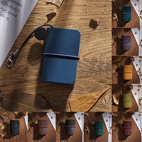 SANWOOD Diario de cuero vintage, mini cuaderno de papel de aspecto elegante, cuaderno para viajes, azul marino