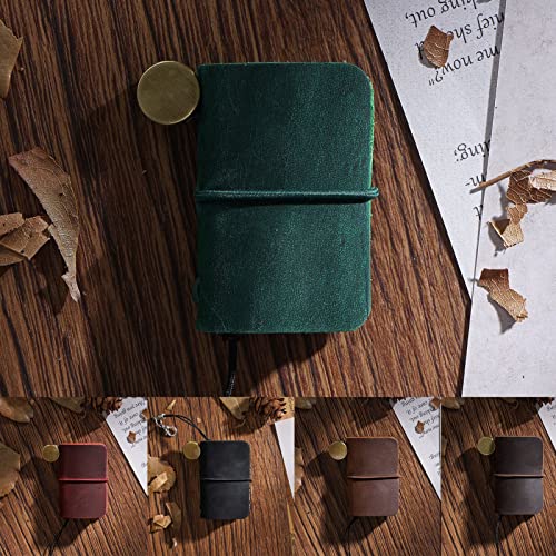 SANWOOD Diario de cuero vintage, mini cuaderno de papel de aspecto elegante, cuaderno para viajes, azul marino