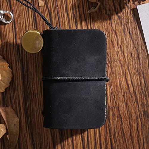 SANWOOD Diario de cuero vintage, mini cuaderno de papel de aspecto elegante, cuaderno para viajes, azul marino