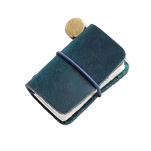 SANWOOD Diario de cuero vintage, mini cuaderno de papel de aspecto elegante, cuaderno para viajes, azul marino