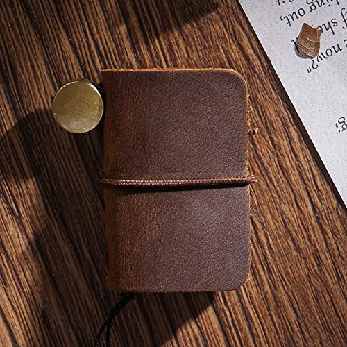 SANWOOD Diario de cuero vintage, mini cuaderno de papel de aspecto elegante, cuaderno para viajes, azul marino