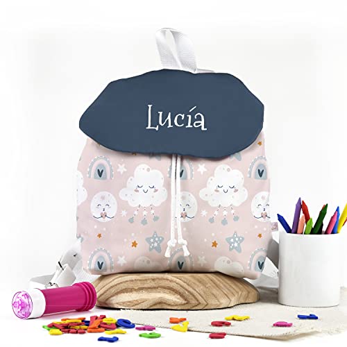 SAQUITOMAGICO Mochila solapa para bebe personalizada Sweet baby .Vuelta al cole.Recien nacidos regalo.Mochila guarderia (arco iris)