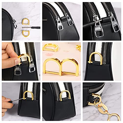 SAVITA 4 Piezas 26mm Hebillas de Anillos en D para Bolsos Metálicos, con Destornillador Pequeño para Monederos Bandolera Llaveros Manualidades para Hacer Bricolaje (Dorado)