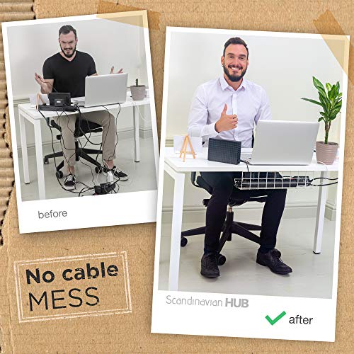 Scanfield Organizador Cables Escritorio Set 2, Bandeja Organizador Escritorio con Flujo de Aire, Bandeja Cables para Escritorios Robusto y Espacioso, Fácil de Instalar, Estante Modular Ordenar Cables