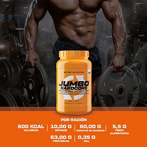 Scitec Nutrition Jumbo Hardcore, Weight Gainer alto en proteína con Amino Select Matrix, Superfoods, Creatina y con 7 carbohidratos, Sin Gluten y Sin Lactosa, 1530 g, Chocolate