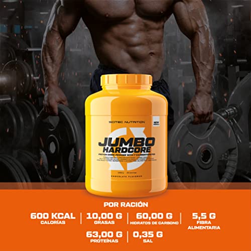 Scitec Nutrition Jumbo Hardcore, Weight Gainer alto en proteína con Amino Select Matrix, Superfoods, Creatina y con 7 carbohidratos, Sin Gluten y Sin Lactosa, 3060 g, Crocante-chocolate blanco