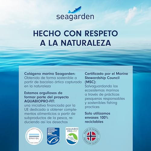 Seagarden Colágeno Hidrolizado Puro (Tipos I y III)|Colágeno Marino de Bacalao Ártico Salvaje | Suplemento Para Piel, Cabello, Uñas, Músculos |Proteína en Polvo |Pre Workout |100% Natural 300g-60 días