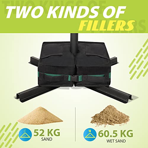 Sekey® Soporte para sombrilla,Capacidad de llenado de 60,5 kg(Arena)|Sacos de Arena para Soporte de Placas,Paraguas de Mercado|1200D Oxford Rip Stop Durable Fuerte Velcro extraíble