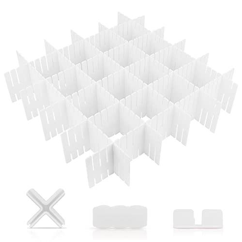 Separadores de Cajones Ajustable, Organizador de Cajones de Plástico, 16 Piezas Separador de Armario Divisores 32x7cm, Cajones de Rejilla para Armarios para Oficina, Cocina, Dormitorio y Tocador