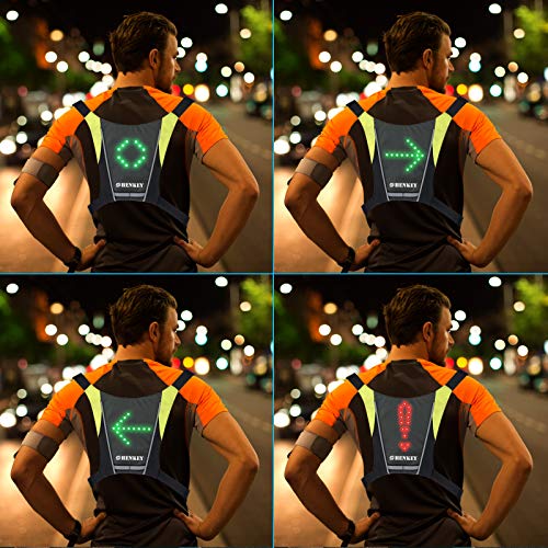 shenkey Chaleco de Ciclismo LED con Señales de Giro - Control Remoto, Reflectante e Impermeable, Recargable por USB, Fácil de Instalar para la Seguridad en Ciclismo