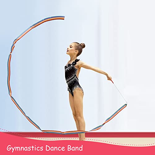 Shinybox Cinta de Baile, 6 Piezas Color Cintas de Baile 2 Metros Cinta de Gimnasia Rítmica, Cintas de Baile con Palo, Cintas para Gimnasia Niños Entrenamiento Regalos de Fiesta de Cumpleaños