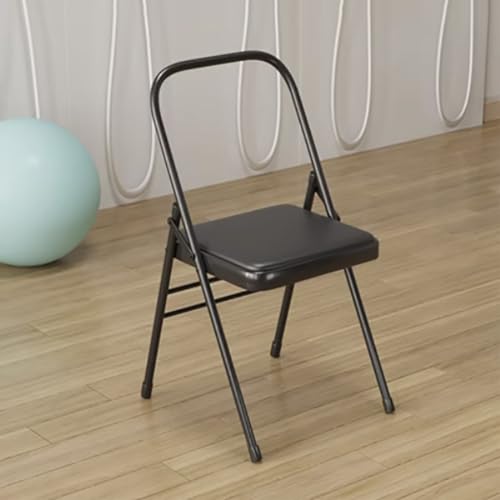 Silla Plegable De Yoga,Silla Auxiliar De Yoga,Silla Plegable De Metal Iyengar,Silla Portátil Reforzada Sin Respaldo Blanco 31.5in*18.5in*17.3in,Black