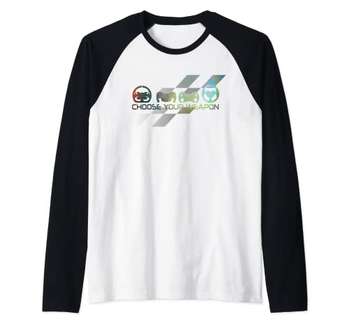 Sim Racing Racer cita elige tu arma bandera a cuadros Camiseta Manga Raglan