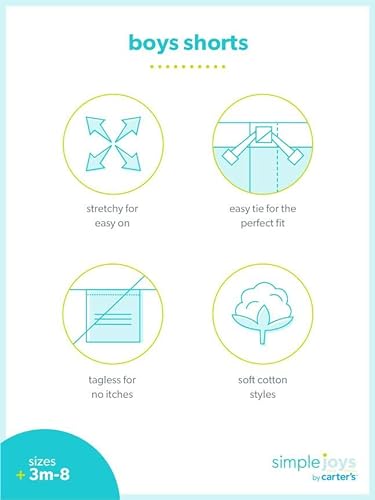 Simple Joys by Carter's Multi-Pack Knit Shorts Pantalones Cortos, Rojo/Gris/Azul Marino, 12 Meses 3 para Bebés