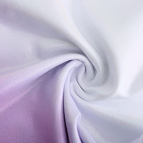 Sinoeem Leotardos de Gimnasia Rítmica para Niños Maillot de Ballet con Gradiente Flash Cuello Redondo Manga Larga/Manga Corta para Niñas de 3-12 Años (Vistoso - manga corta, Tag 6A(5-6 Years))