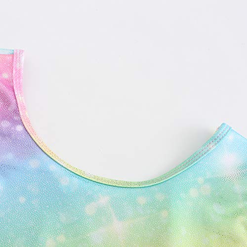 Sinoem Leotardos Gimnásticos para Niñas Manga Larga Maillot de Gimnasia Colorido Gimnasia Leotard para Niñas 5-12Años (9-10 Años, Arco iris manga larga)