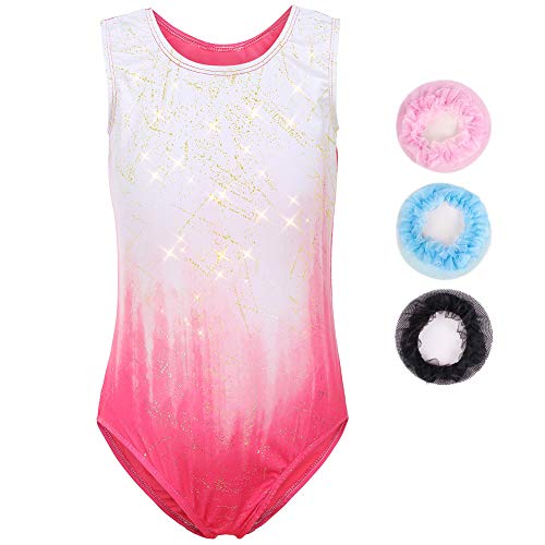 Sinoem Maillot de Gimnasia Leotardos Danza Ballet de sin Mangas 2-10 Años para Niña (Rosa - Manga Corta, 3-4 Años)
