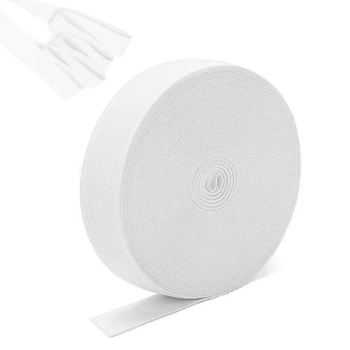 sinzau Banda elástica, 10 metros de goma, para costura, cinta elástica ancha de 15 mm, para goma de pantalones, manualidades domésticas, color blanco