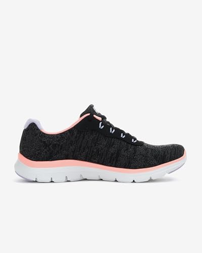 Skechers Flex Appeal 4.0 Fresh Move, Zapatillas para Mujer, Black Mesh / Coral & Lavender Trim, 38 EU