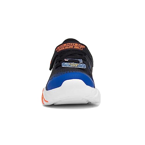 Skechers Flex-Glow Bolt, Zapatos Deportivos Niños, Black Synthetic / Textile / Blue, Lime, & Ora, 35.5 EU