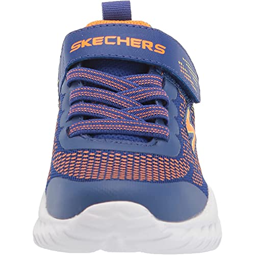 Skechers NITRO SPRINT KARVO, Zapatillas para Niños, Blue Textile / Orange & Lime Trim, 30 EU