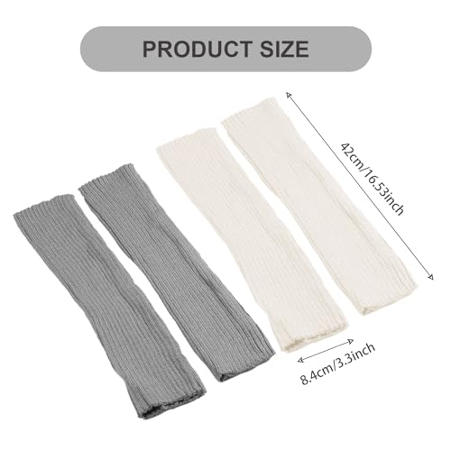 SKHAOVS 2 Pares Calentadores Piernas Mujer Invierno Punto Crochet Rodilla Alta Piernas más altas Calentadores Protección de Piernas para Mujer Yoga Ballet y Danza