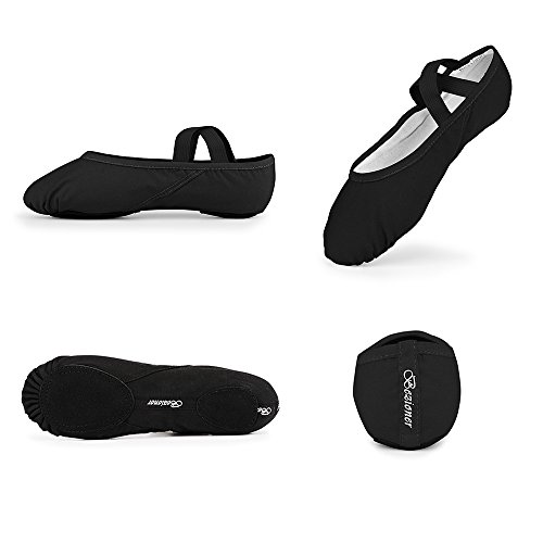 Skyrocket – Zapatillas de ballet, de media punta, de tela, Suela dividida, de varios tamaños para niños y adultos, niño, negro - negro, EU31/UK13=7.87"