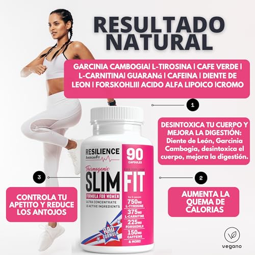 Slim Fit|Termogenico|90 Capsulas|Quemagrasas potente para adelgazar|L carnitina|Termogenicos Potentes|Cafeina|Garcinia cambogia|Quemagrasas Potente Para Adelgazar Hombre|Quemador de grasa
