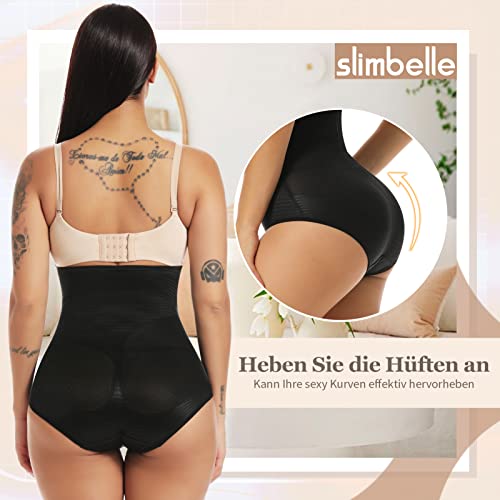 SLIMBELLE Mujer Bragas Moldeadoras de Cintura Alta Faja Reductora de Barriga Adelgazante Control de Body Braguitas Elástico Lencería Invisible Shapewear Briefs Vientre Plano Eleva Trasero