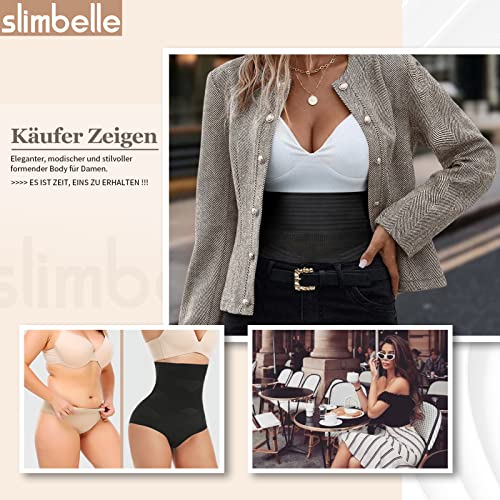 SLIMBELLE Mujer Bragas Moldeadoras de Cintura Alta Faja Reductora de Barriga Adelgazante Control de Body Braguitas Elástico Lencería Invisible Shapewear Briefs Vientre Plano Eleva Trasero