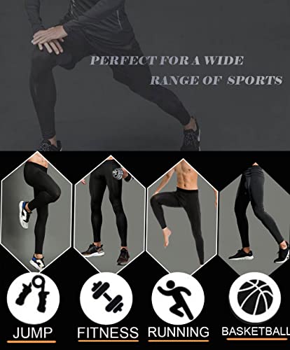 Smatstyle Pantalones de Compresión para Hombre Secado Rápido Mallas Pantalones Deportivos de Entrenamiento Leggings Deporte Mallas de Correr Pantalones de Base Layer Tights (M, Negro)