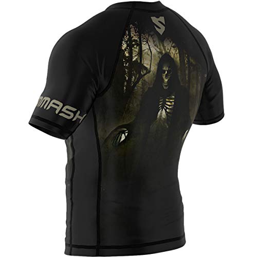 SMMASH Night Shift Rashguard Hombre Manga Corta, Camisetas Hombre para MMA, Artes Marciales, Krav Maga, BJJ, K1, Karate, Material Transpirable y Antibacteriano